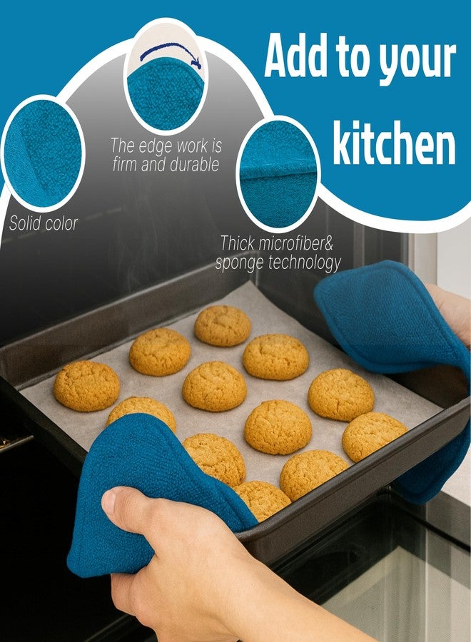 ULVEOL Set 2X Light Blue 7" sq. x 4"H Microwave Polyester Bowl Cloth - Home Kitchen Plate Hot Pads Pot for Microwaveable - Hot Heatproof Plate Holder Pots Holders for Bowls - Good Kitchen Accessories - Image 5